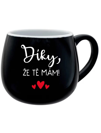 ĎAKUJEM, ŽE ŤA MÁM! - čierny keramický hrnček 300 ml ĎAKUJEM, ŽE ŤA MÁM! - čierny keramický hrnček 300 ml