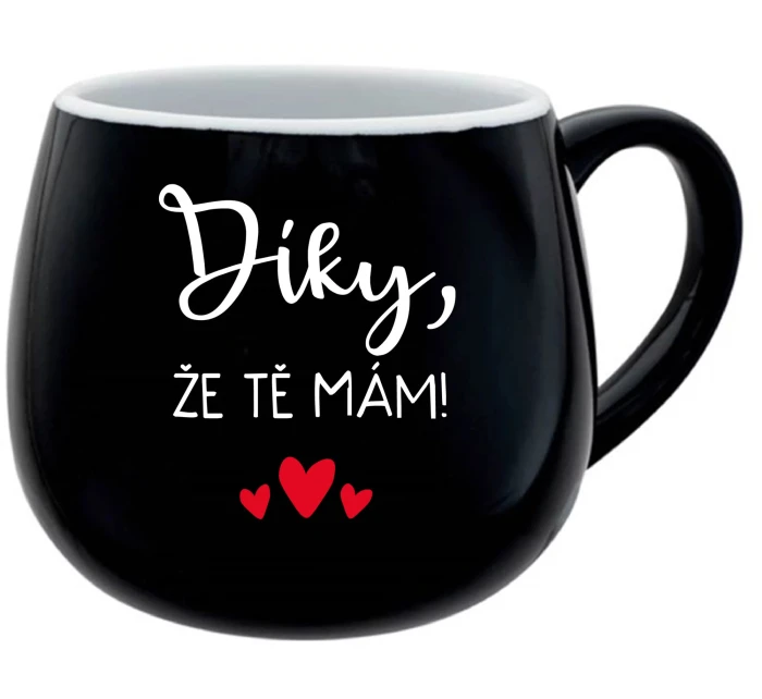 ĎAKUJEM, ŽE ŤA MÁM! - čierny keramický hrnček 300 ml ĎAKUJEM, ŽE ŤA MÁM! - čierny keramický hrnček 300 ml