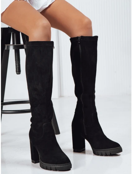 Dámské semišové kozačky na podpatku černé Dstreet model 21993926 - FashionStreet