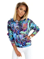 Dámska klokanie mikina vo svetlo modrej mramorovanej farbe s kapucňou 390-1