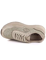 Dámské pletené kožené tenisky zlaté Gino  GOLD model 22068730