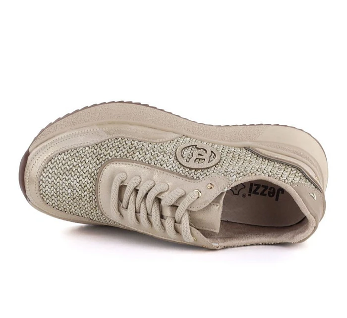 Dámské pletené kožené tenisky zlaté Gino  GOLD model 22068730