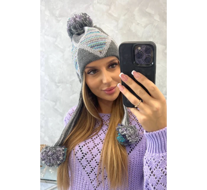 Dámská klapka na uši Eunika model 18751845 graphite - K-Fashion Dámská klapka na uši Eunika model 18751845 graphite - K-Fashion