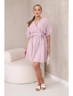 Mušelínové šaty s pásom tmavoružové