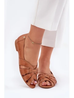 Skórzane Baleriny Z Odkrytymi Palcami Maciejka 06908-29/001-1 Brązowe