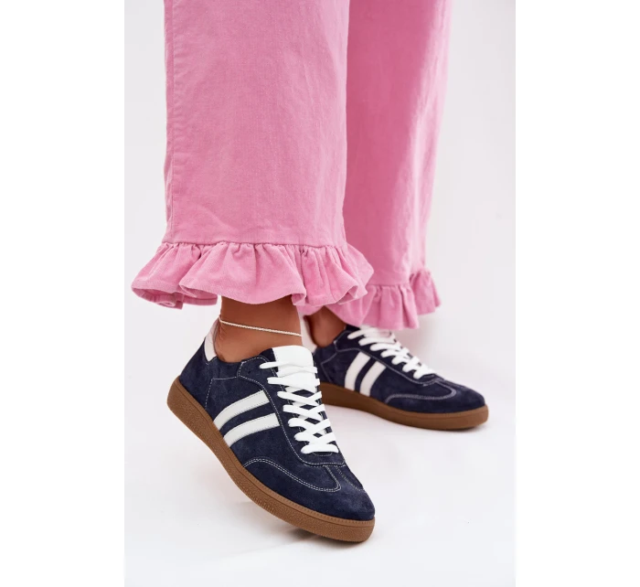 Zazoo N1068 Semišové Nízké Dámské Tenisky Tmavě Modré