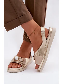 Kožené dámské sandály s ozdobou D&A GR61-5932 Zlaté