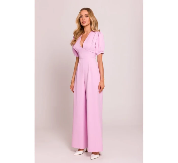 Kombinéza s puff rukávy  růžová model 20970740 - Moe