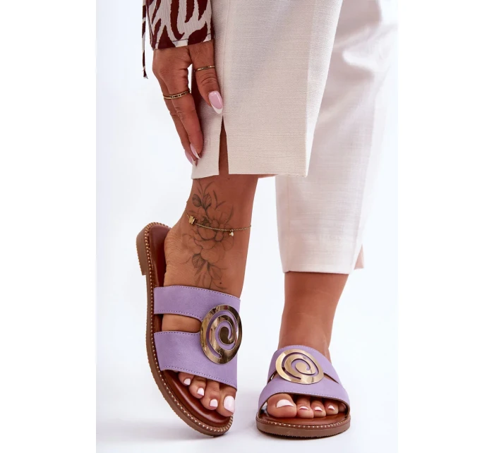 Módní Pantofle S Lesklou Ozdobou Fialové Deep Breath Módní Pantofle S Lesklou Ozdobou Fialové Deep Breath