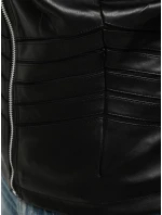 Dámska kožená bunda so stojatým golierom čierna FashionStreet TY5455 Dámska kožená bunda so stojatým golierom čierna FashionStreet TY5455