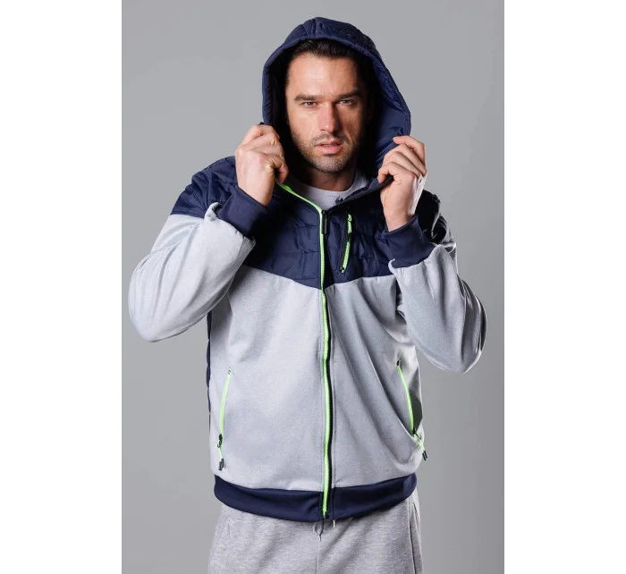Tmvo modro-limetková pánska športová bunda z rôznych spojených materiálov (8M901-215)