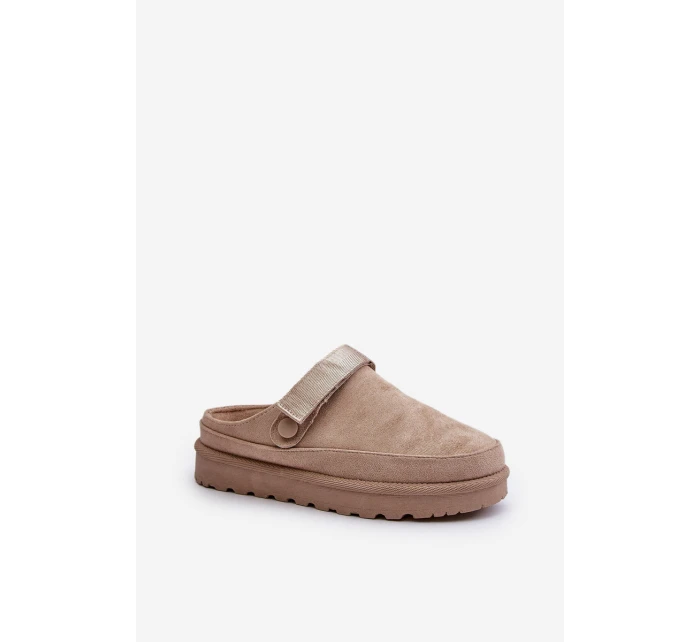 Damskie Kapcie Ocieplane Futerkiem Na Platformie Beżowe Azida Damskie Kapcie Ocieplane Futerkiem Na Platformie Beżowe Azida