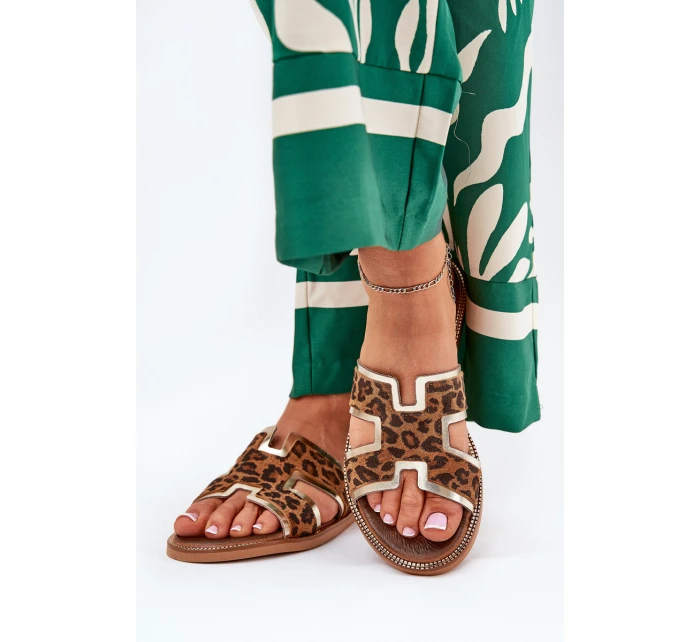 Kožené Ploché Klapky S  Hnědé model 21684124 - Zazoo