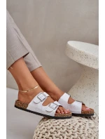 Materiałowe Klapki Na Korkowej Podeszwie Z Klamrami Jasnoszare Atera Materiałowe Klapki Na Korkowej Podeszwie Z Klamrami Jasnoszare Atera