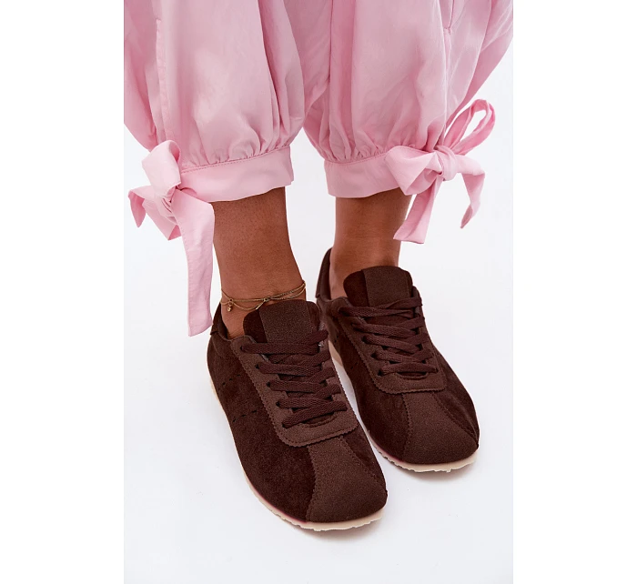 Dámské tenisky z eko semiše nízké čokoládové model 22122911 - Boto