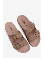 Dámské pantofle s korkovou podrážkou Khaki Harleen