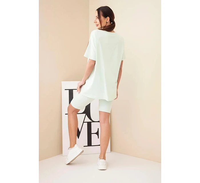 Dámsky bavlnený set s krátkym rukávom a šortkami žltý