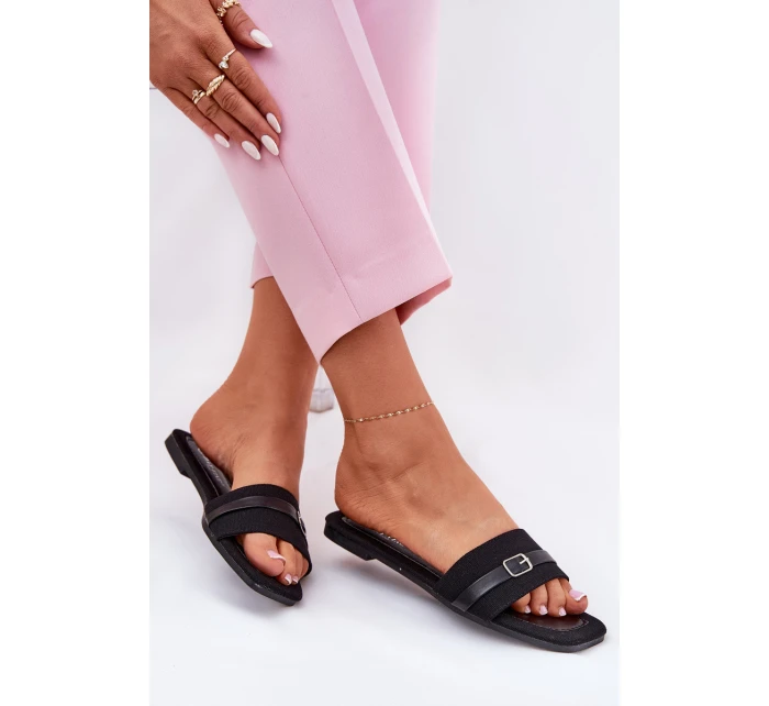 Płaskie Klapki Damskie Z Paskiem I Sprzączką Czarne Zilina Płaskie Klapki Damskie Z Paskiem I Sprzączką Czarne Zilina