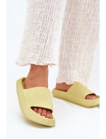 Damskie Lekkie Piankowe Klapki Na Grubej Podeszwie Limonkowe Querceria