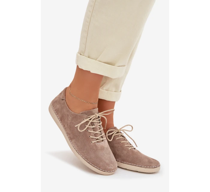 Dámské polobotky z přírodního semiše model 22013896 tmavě béžové - S.Barski Dámské polobotky z přírodního semiše model 22013896 tmavě béžové - S.Barski