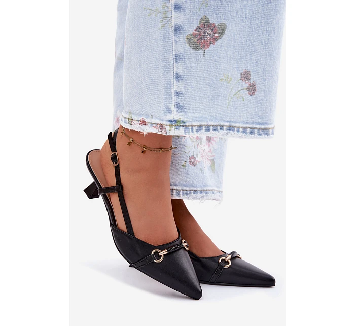 Dámské sandály na podpatku s špičatými špičkami Černé Felessa