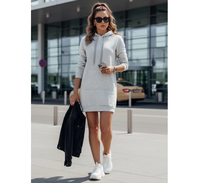 Dámská oversize dlouhá mikina světle šedá model 21964016 - Dstreet Dámská oversize dlouhá mikina světle šedá model 21964016 - Dstreet