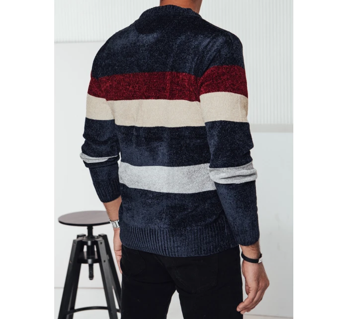 Pánsky pruhovaný tmavomodrý sveter FashionStreet WX2240 Pánsky pruhovaný tmavomodrý sveter FashionStreet WX2240