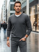 Svetlo šedý pánsky sveter s golierom FashionStreet WX2316