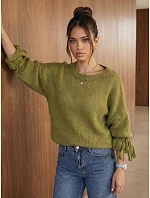 Dámsky oversize sveter v svetlozelenej farbe FashionStreet MY2595