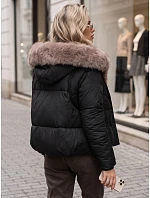 Kurtka damska zimowa pikowana z futerkiem czarna FashionStreet TY6103 Kurtka damska zimowa pikowana z futerkiem czarna FashionStreet TY6103