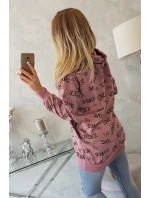 Mikina s nápisom tmavoružová