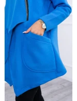 Zateplená mikina s asymetrickým zipsom nevädzovo modrá