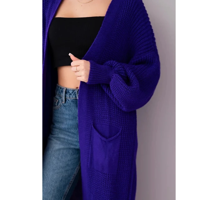 Svetr dlouhý kardigan fialový Svetr dlouhý kardigan fialový