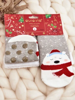 Świąteczne Skarpetki Misie Szare