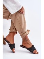 Damskie Materiałowe Klapki Czarne Aversa Damskie Materiałowe Klapki Czarne Aversa