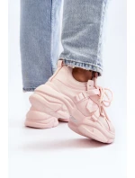 Sneakersy Damskie Na Masywnej Podeszwie Różowe Windamella