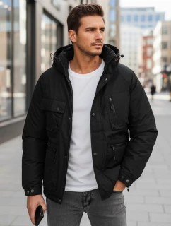 Pánská zimní bunda s kapucí černá model 21994704 - Dstreet
