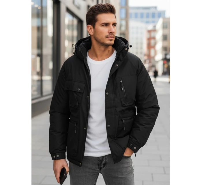 Pánská zimní bunda s kapucí černá model 21994704 - Dstreet