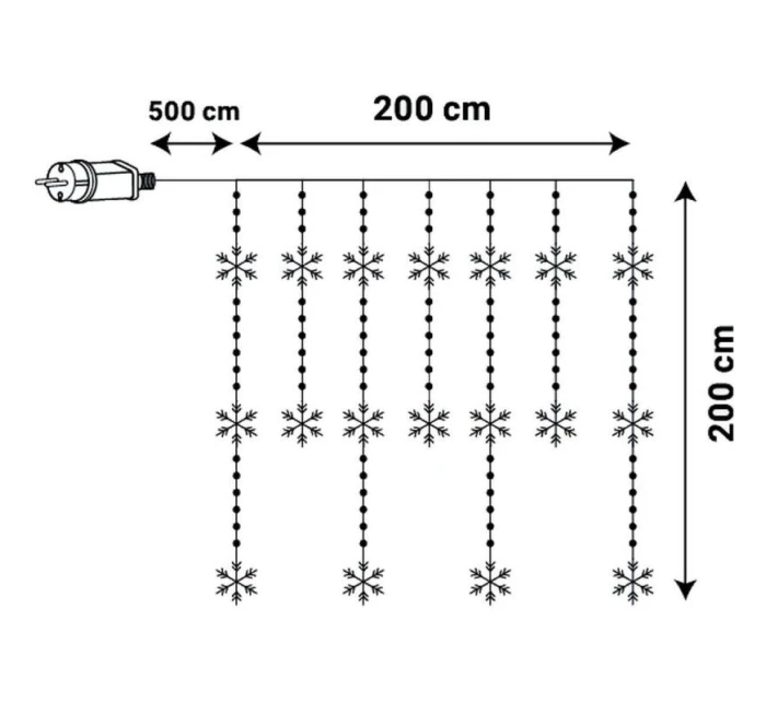 Svetelné závesy na vianočný stromček 200x200 CM 408LED snehové vločky MULTIKOLOR Svetelné závesy na vianočný stromček 200x200 CM 408LED snehové vločky MULTIKOLOR
