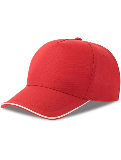 Atlantis Headwear Recy Five Piping – 5-panelová sendvičová čiapka 33.0282 červená/biela