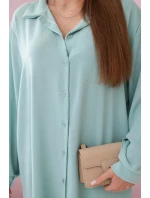 Dlhá košeľa s viskózou tmavej mentolovej farby Dlhá košeľa s viskózou tmavej mentolovej farby