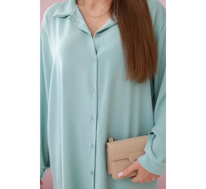 Dlhá košeľa s viskózou tmavej mentolovej farby Dlhá košeľa s viskózou tmavej mentolovej farby