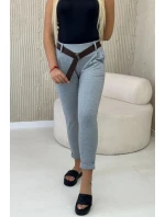 Punto Milano Zimné nohavice s opaskom sivé