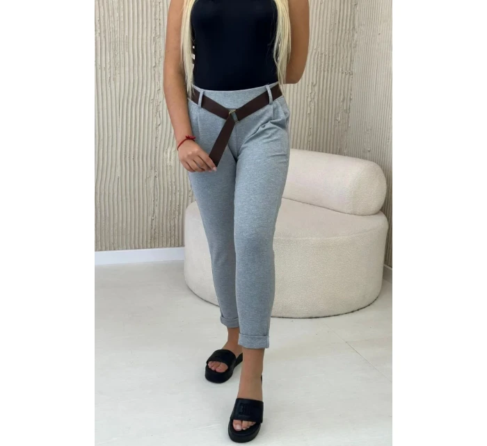 Punto Milano Zimné nohavice s opaskom sivé