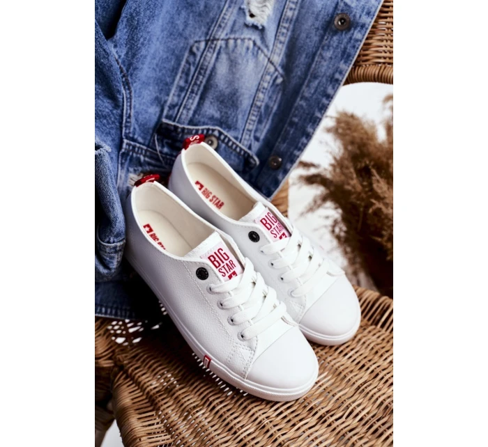 Damskie Skórzane Trampki Big Star GG274005 Biało-Czerwone