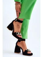 Dámské semišové sandály s podpatky Lewski boty Černá model 21616060 - Boto