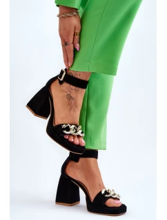 Dámské semišové sandály s podpatky Lewski boty Černá model 21616060 - Boto