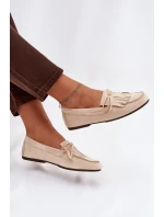Dámské mokasíny s třásněmi světle béžové model 21915108 - Boto
