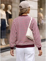 Dámska bavlnená mikina s pruhmi Azara, bordová, FashionStreet RY2932
