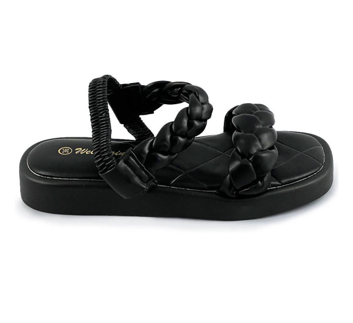 Čierne sandále so zapletenými pásikmi (AF-250)